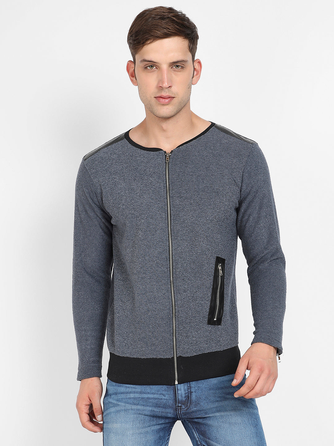 Zip-Front Heathered Jacket