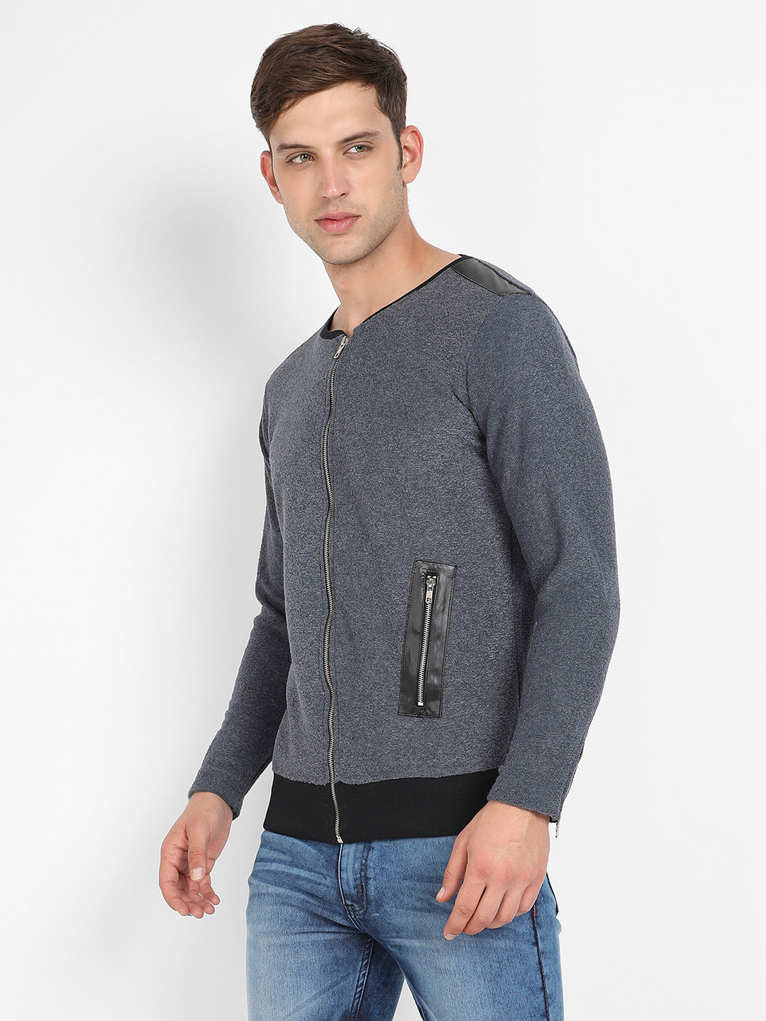 Zip-Front Heathered Jacket