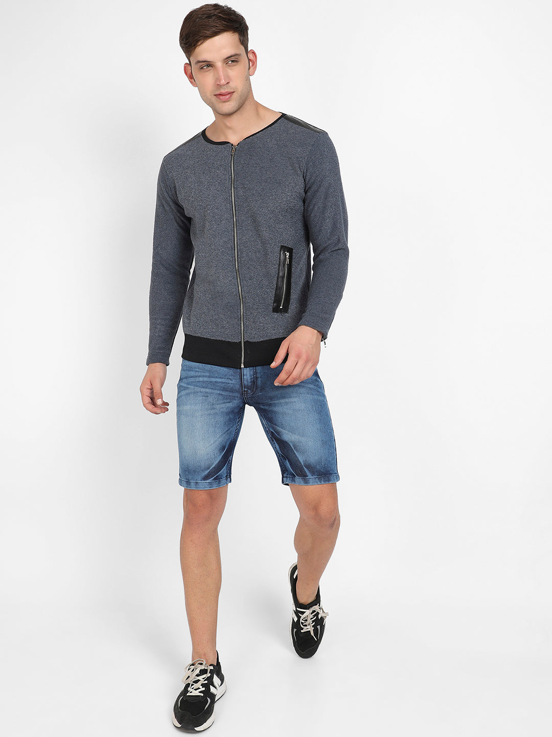 Zip-Front Heathered Jacket