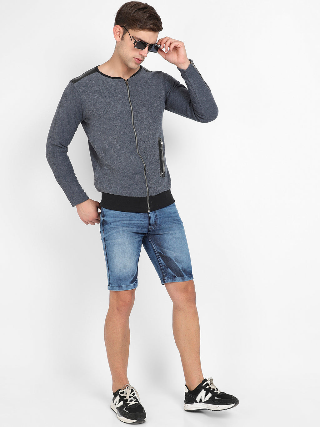 Zip-Front Heathered Jacket