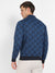 Men's Blue Textured Jacket With Flap Pocket