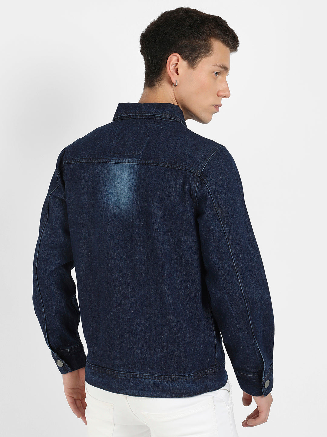 Medium-Wash Denim Jacket With Patch Pocket