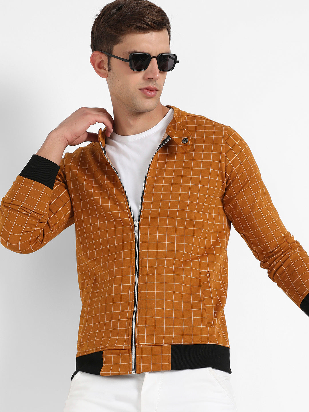 Graph Checks Jacket With Contrast Hem