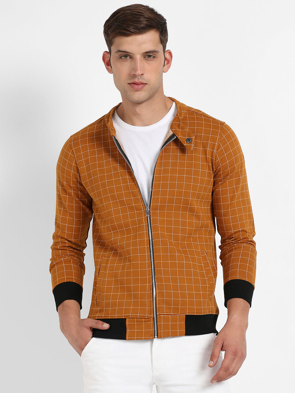 Graph Checks Jacket With Contrast Hem