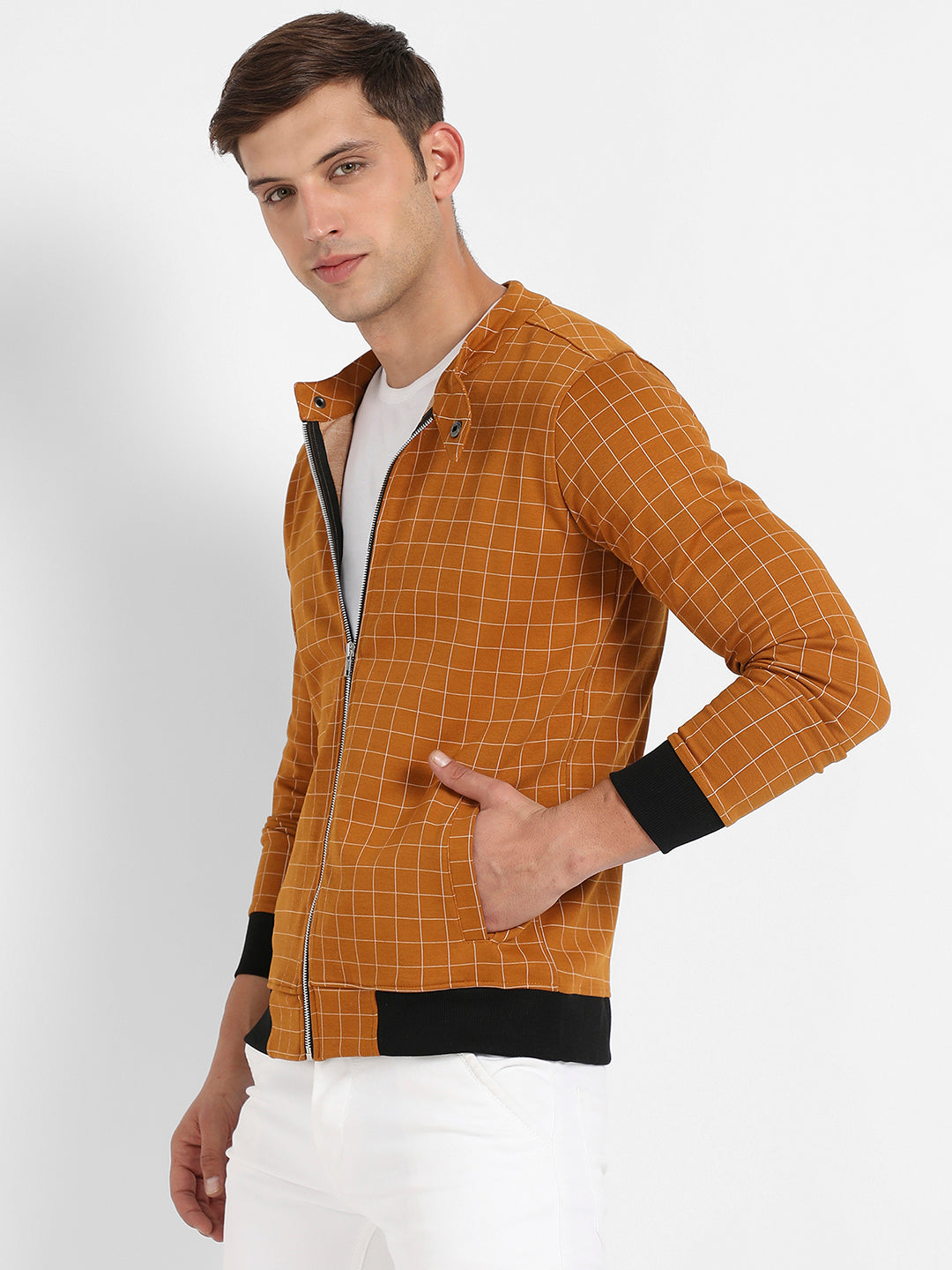 Graph Checks Jacket With Contrast Hem