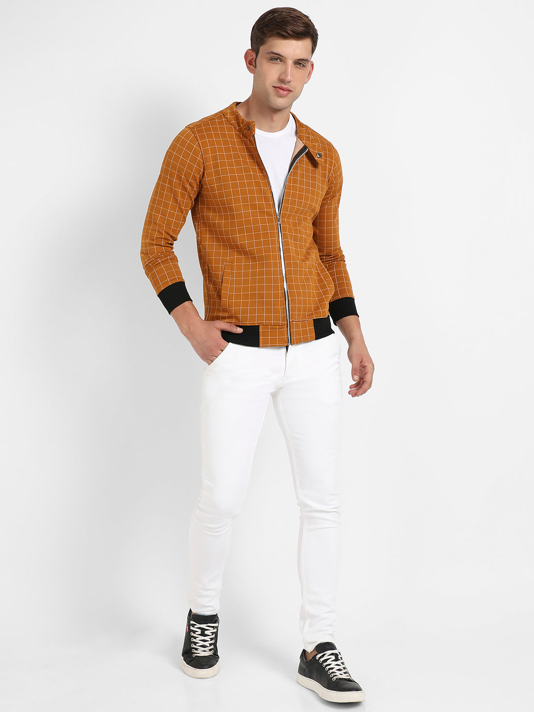 Graph Checks Jacket With Contrast Hem