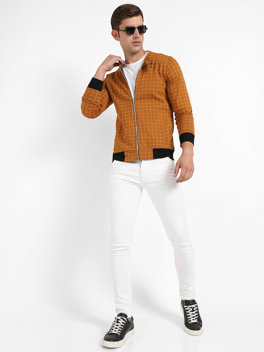 Graph Checks Jacket With Contrast Hem