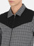 Men's Grey Zip-Front Graph Checkered Jacket