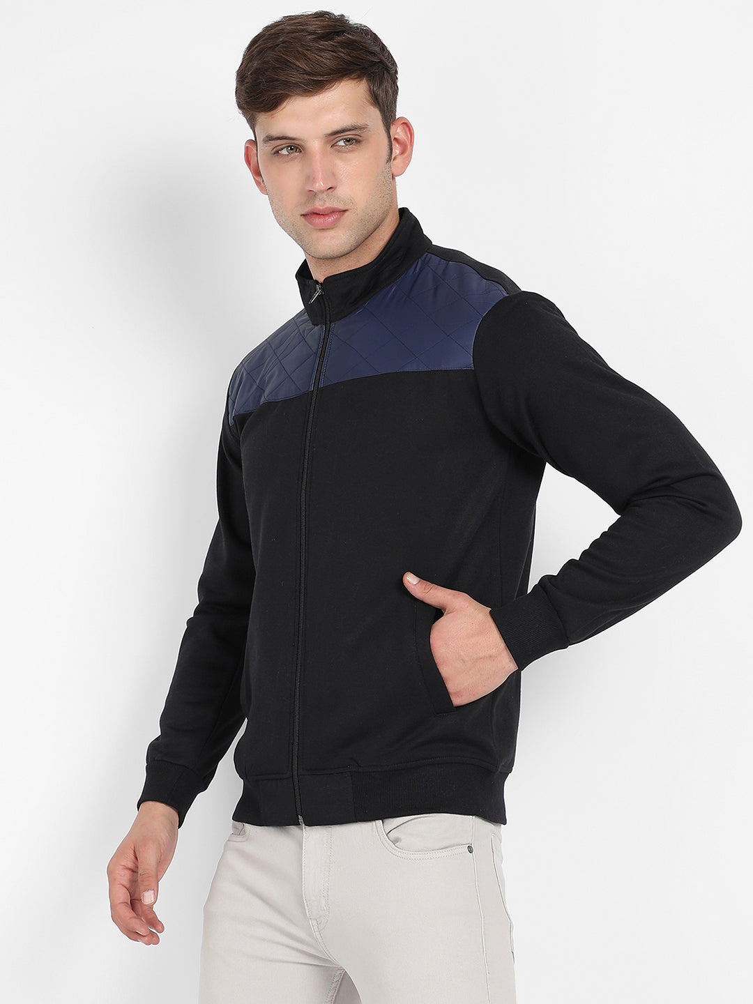 Zip-Front Jacket With Quilted Detail