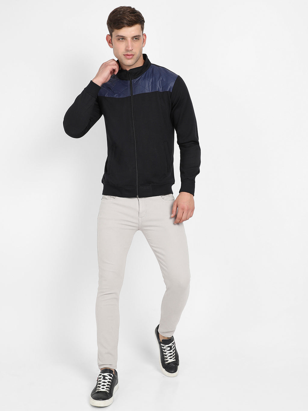 Zip-Front Jacket With Quilted Detail