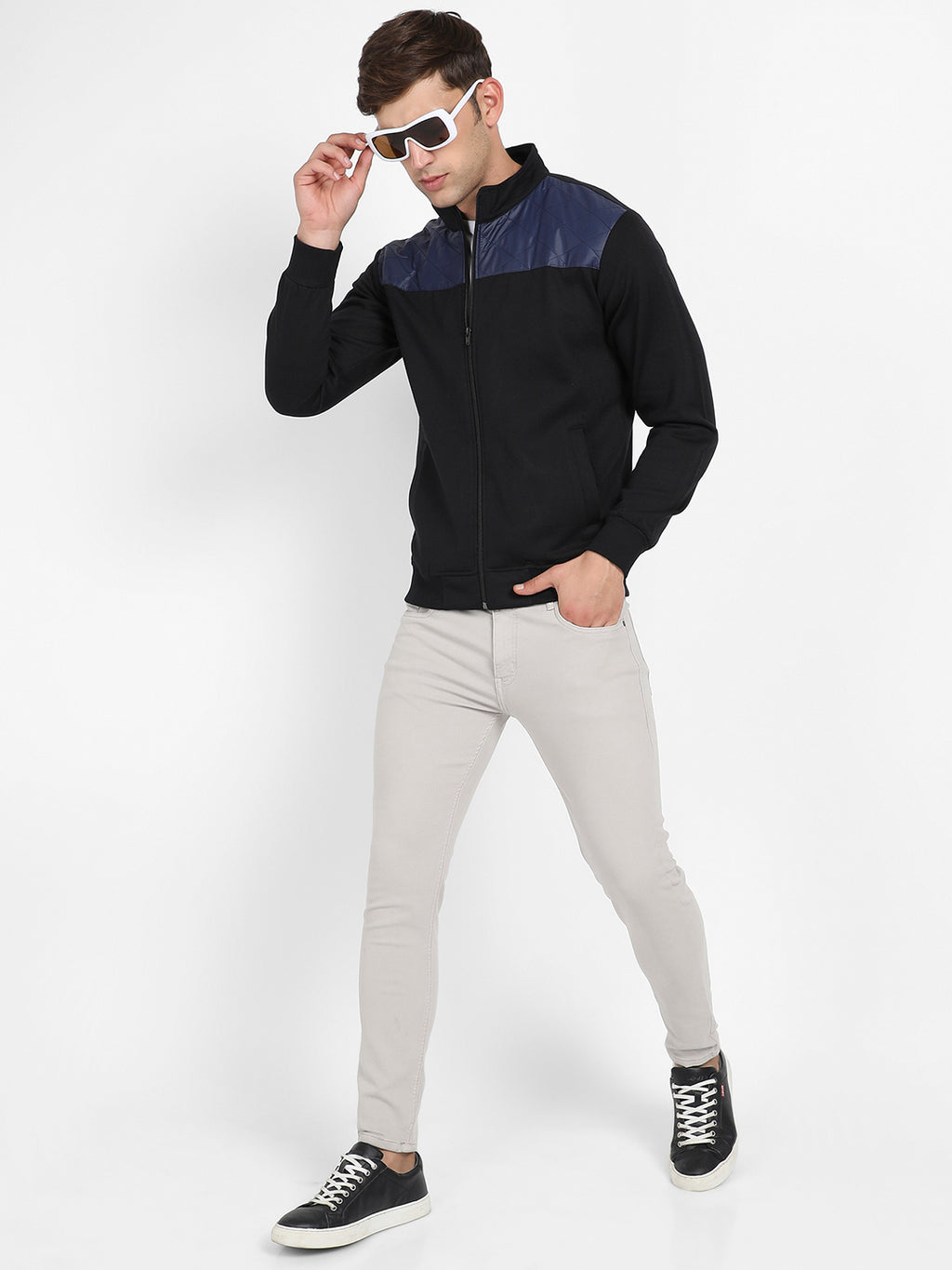 Zip-Front Jacket With Quilted Detail