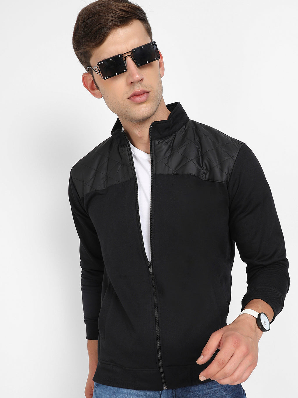 Zip-Front Jacket With Quilted Detail