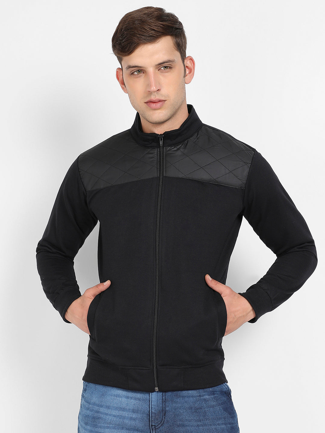 Zip-Front Jacket With Quilted Detail