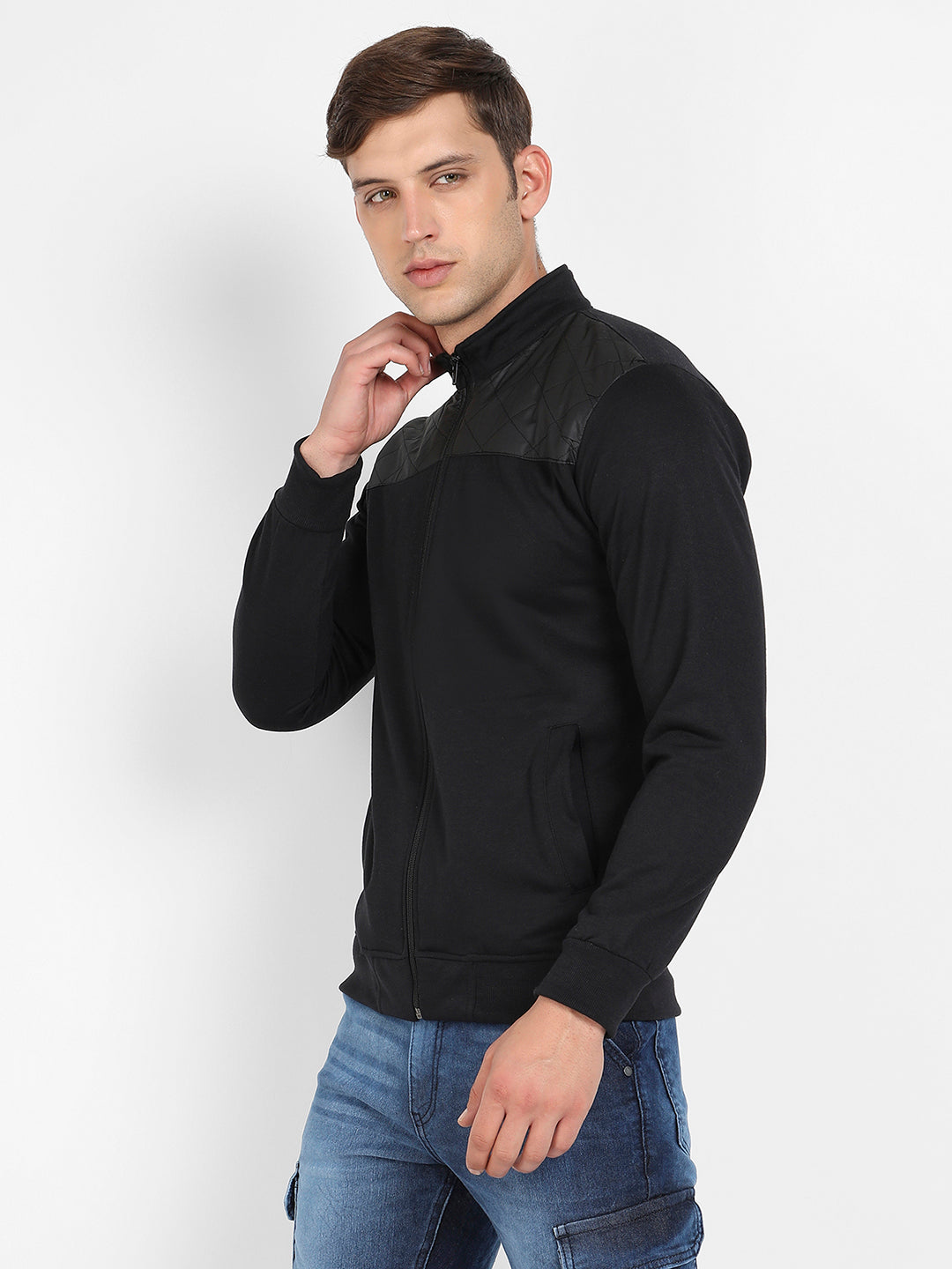 Zip-Front Jacket With Quilted Detail