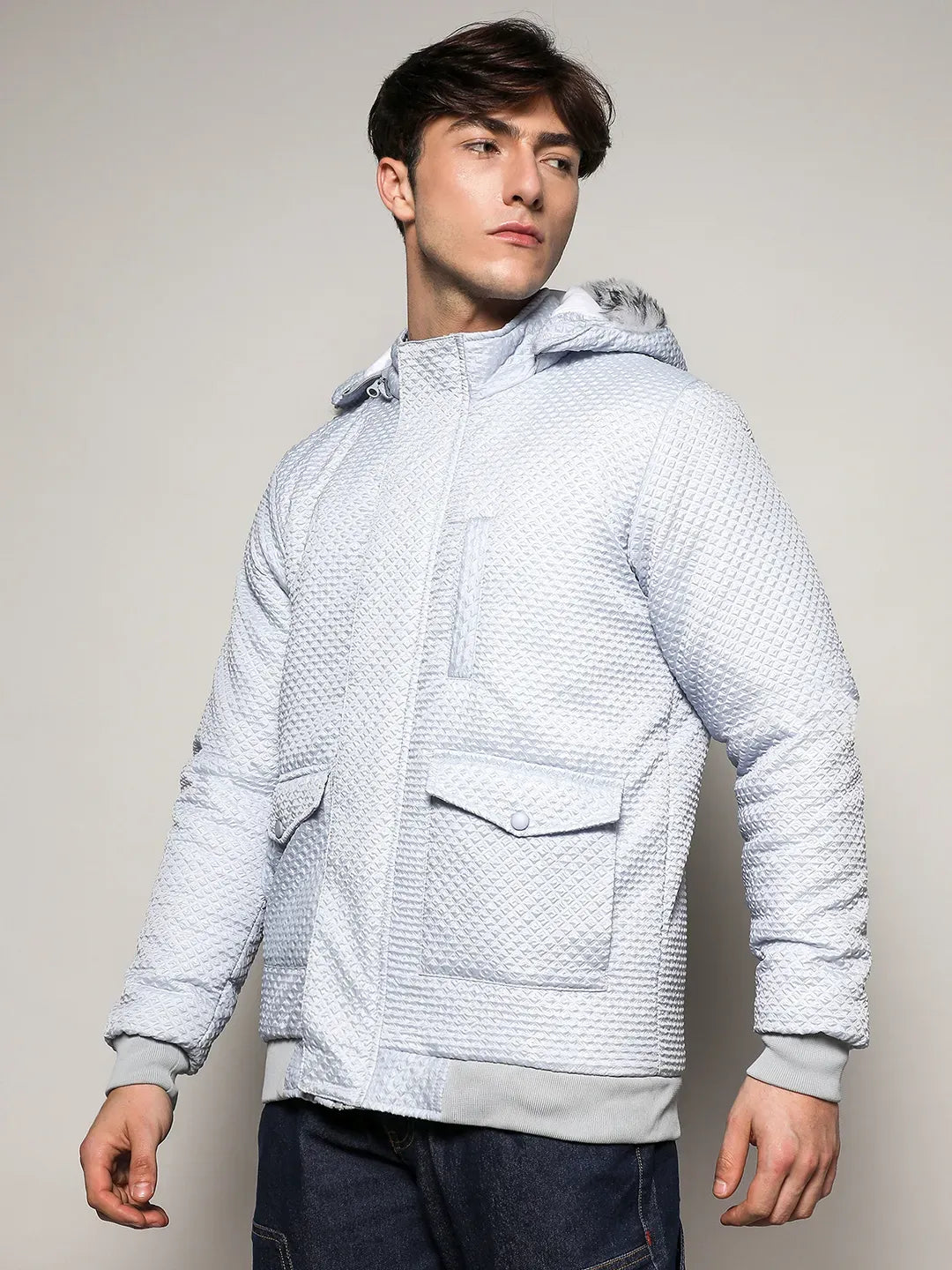 Self-Design Rhombus Puffer Jacket