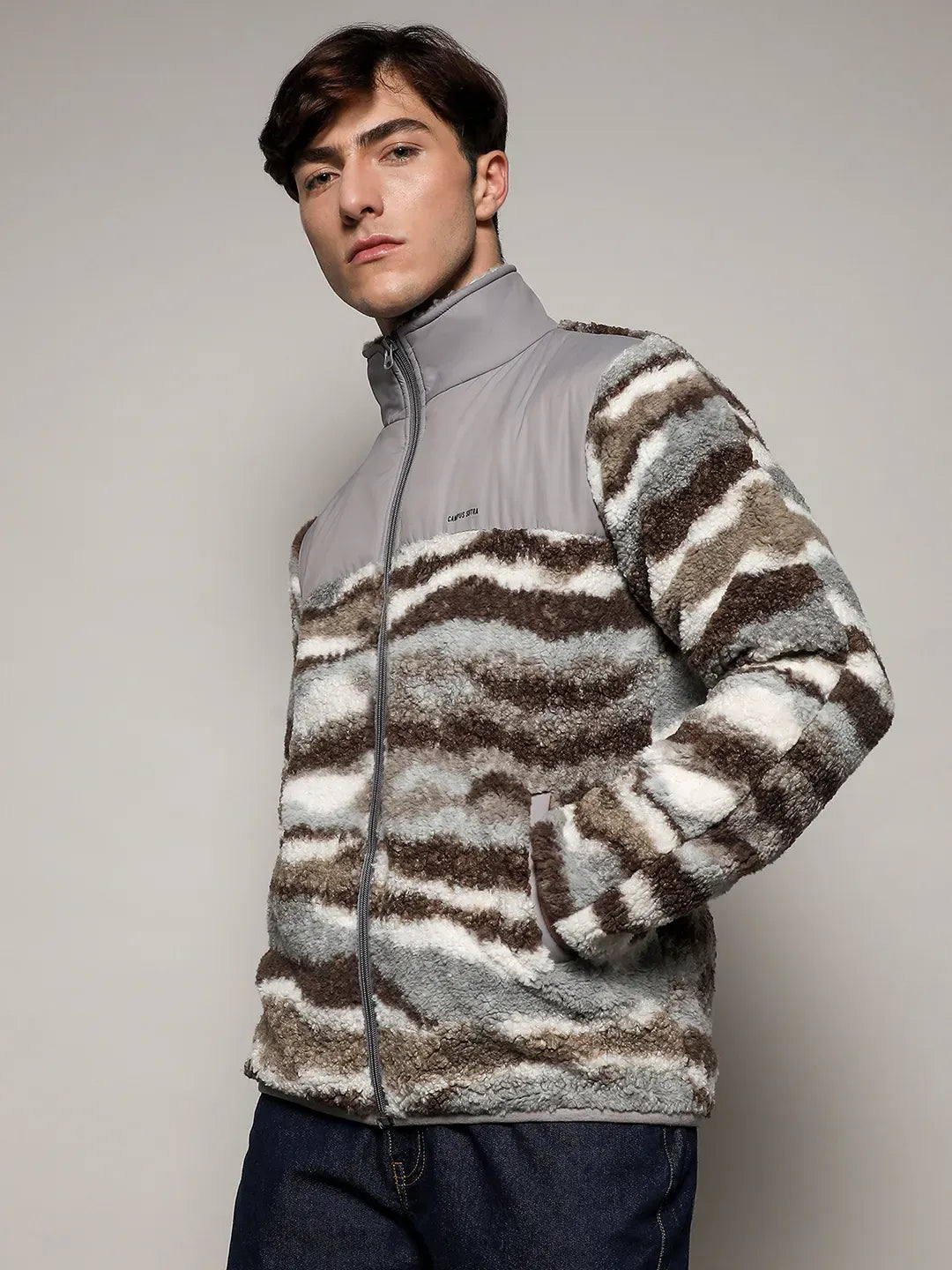 Camouflage Sherpa Zip-Front Jacket