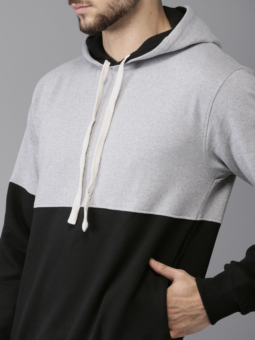 Pullover Hoodie With Ribbed Hem