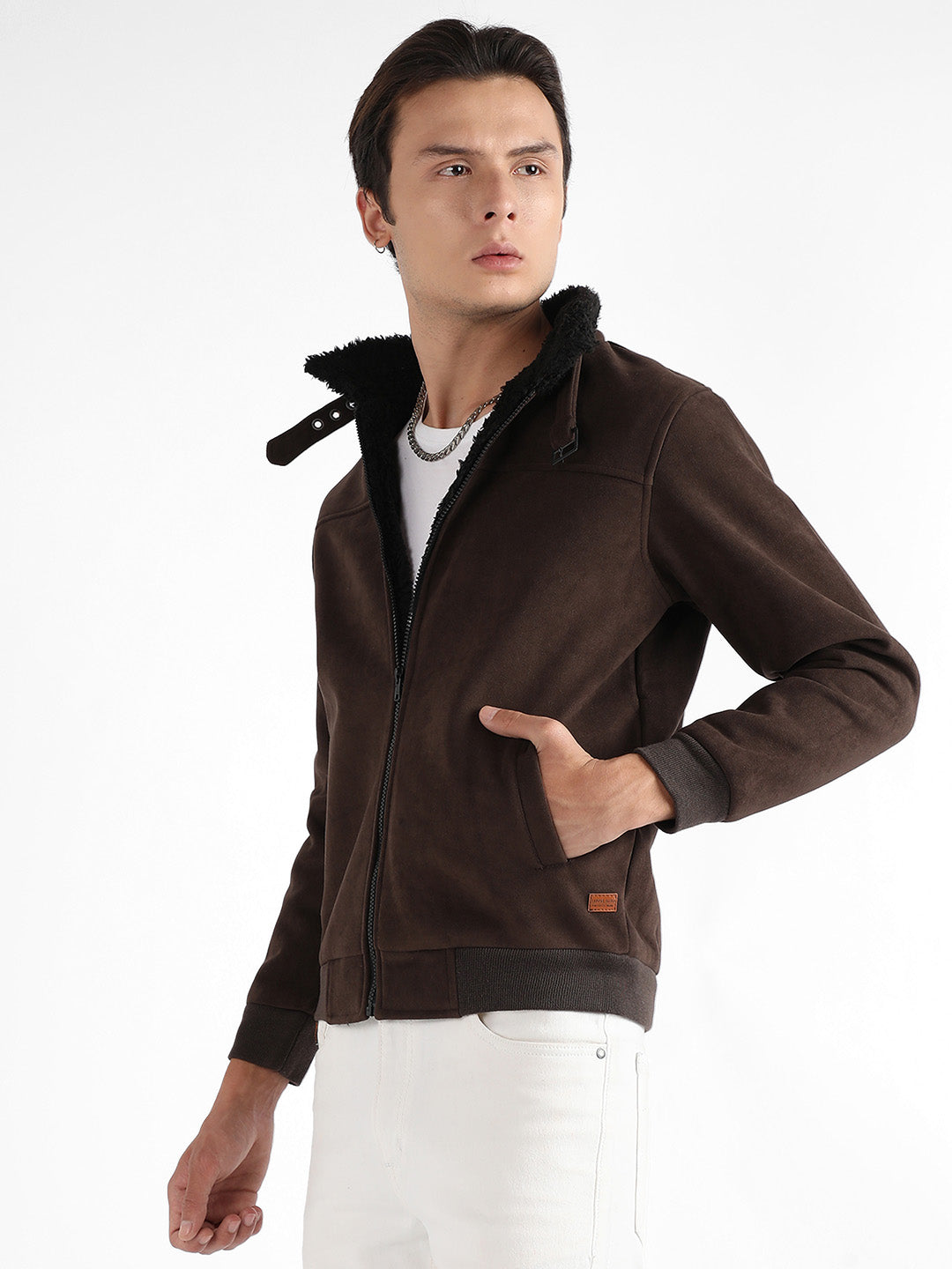 Zip-Front Jacket With Fleece Detail