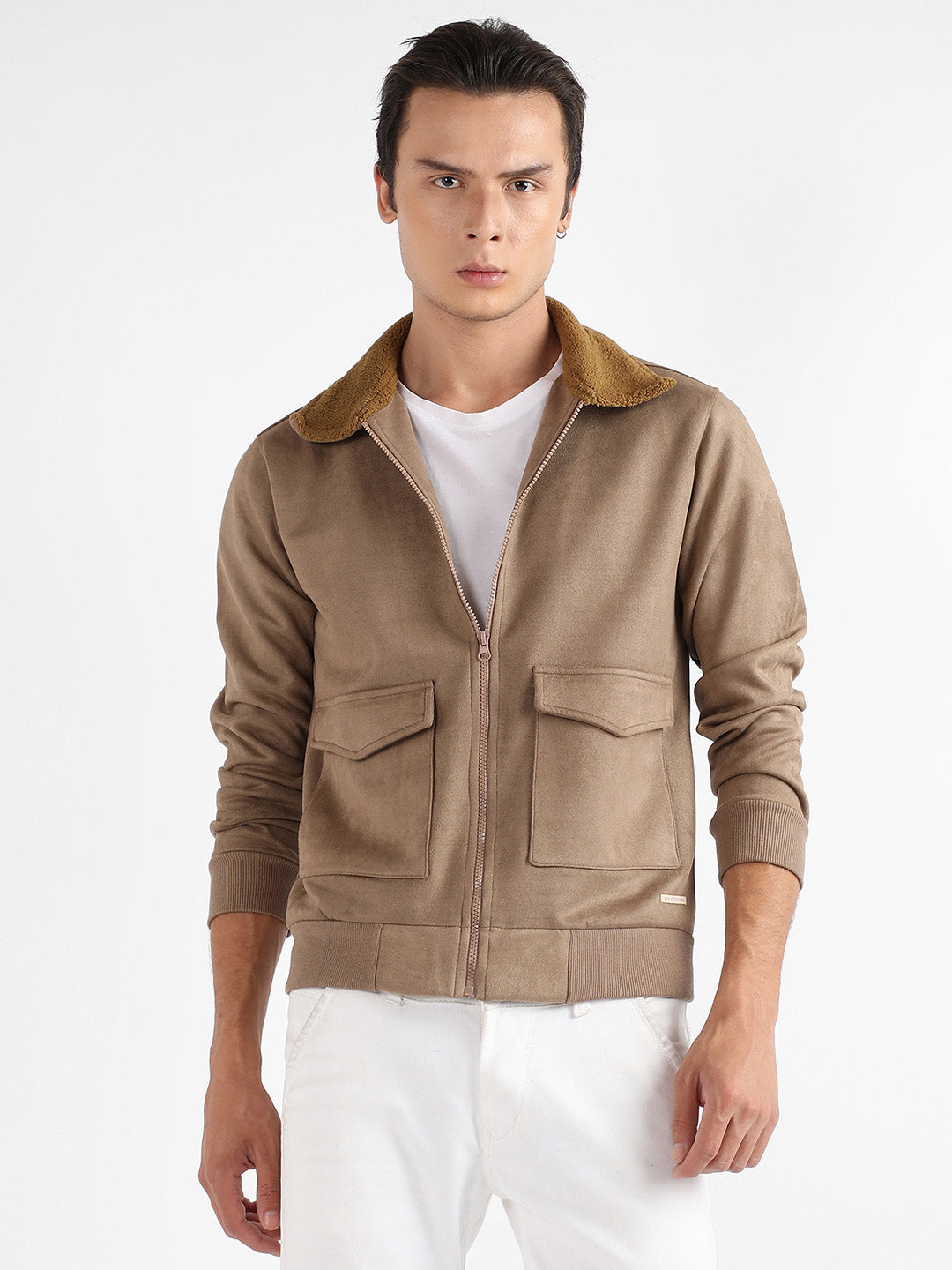 Zip-Front Jacket With Fleece Collar