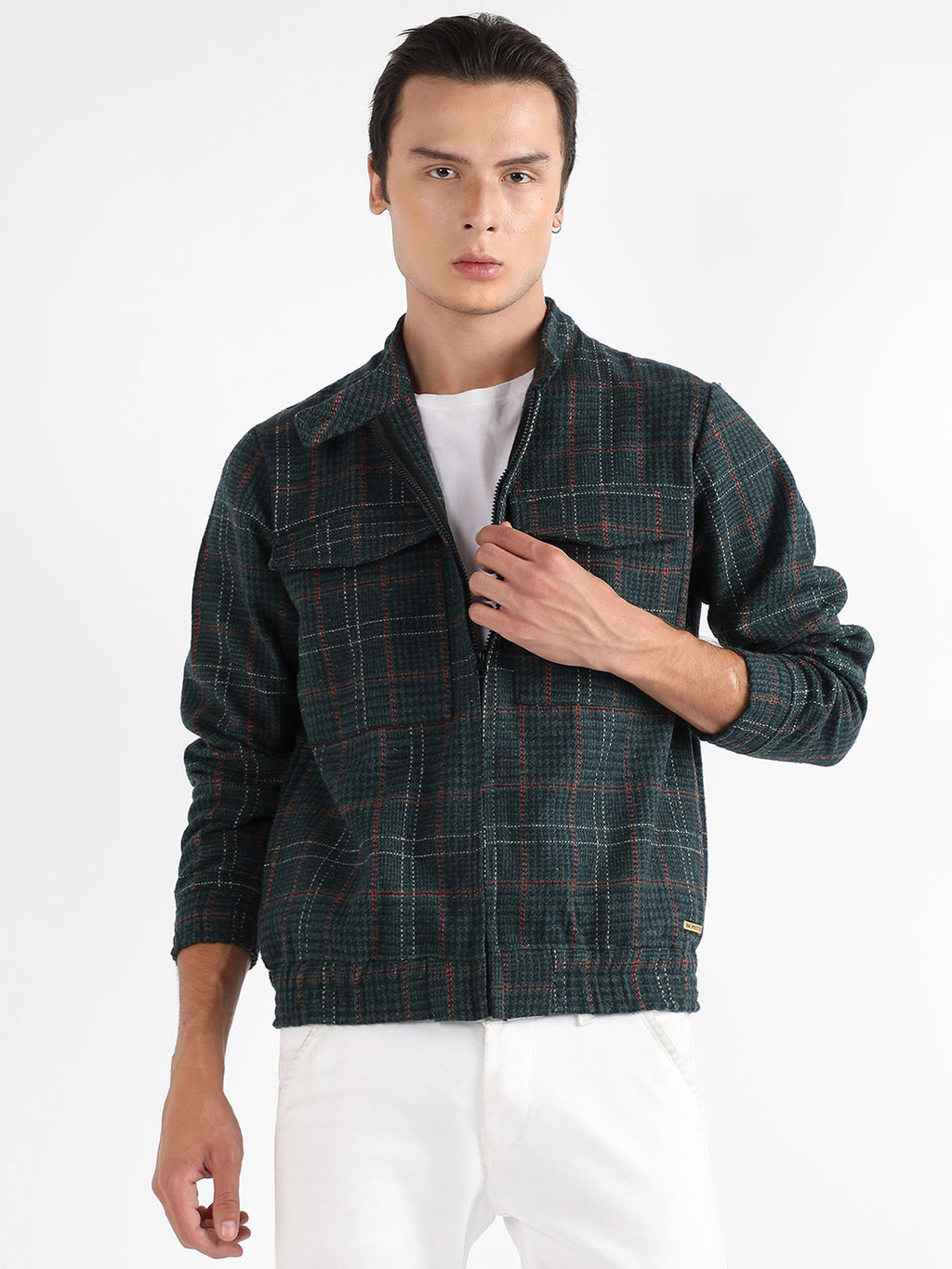 Tartan Plaid Jacket With Flap Pockets