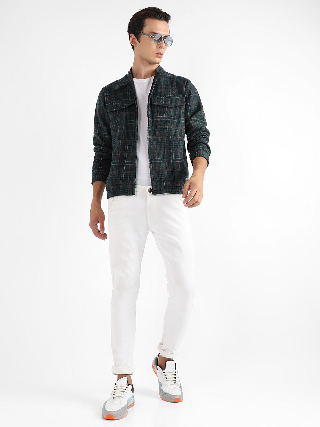 Tartan Plaid Jacket With Flap Pockets
