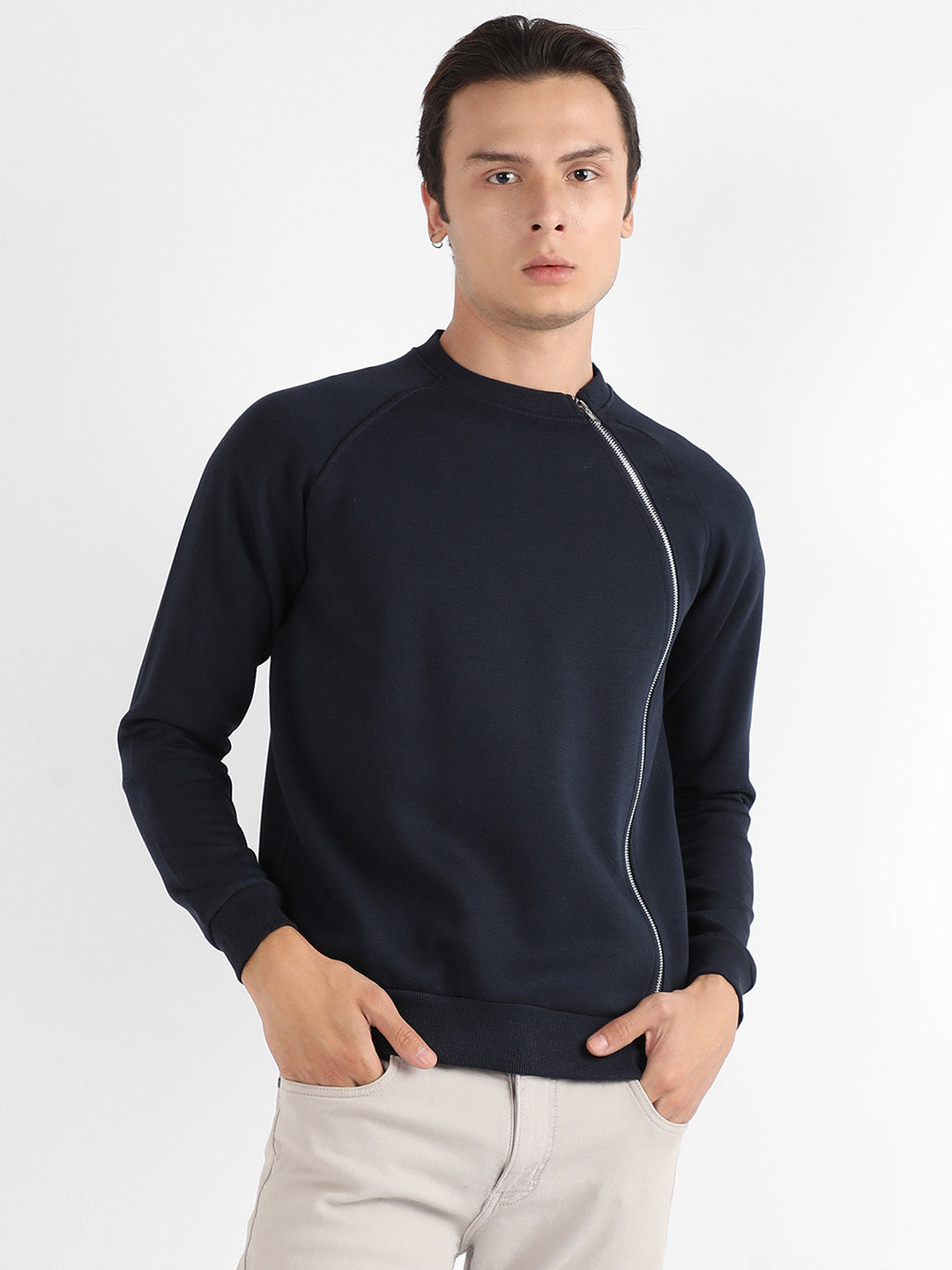 Sweatshirt With Asymmetriclal Zip