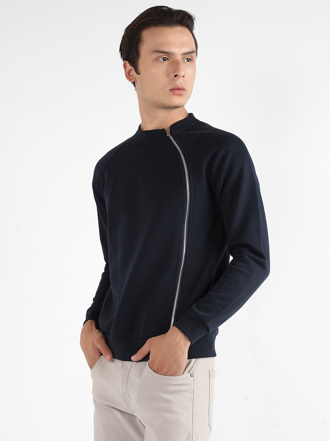 Sweatshirt With Asymmetriclal Zip
