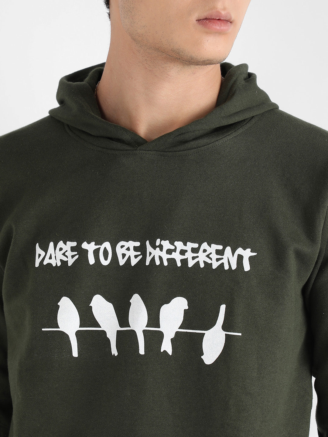 Men's Forest Green Dare To Be Different Hoodie With Kangaroo Pocket
