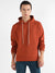 Men's Burnt Orange Oversized Pullover Sweatshirt With Kangaroo Pocket