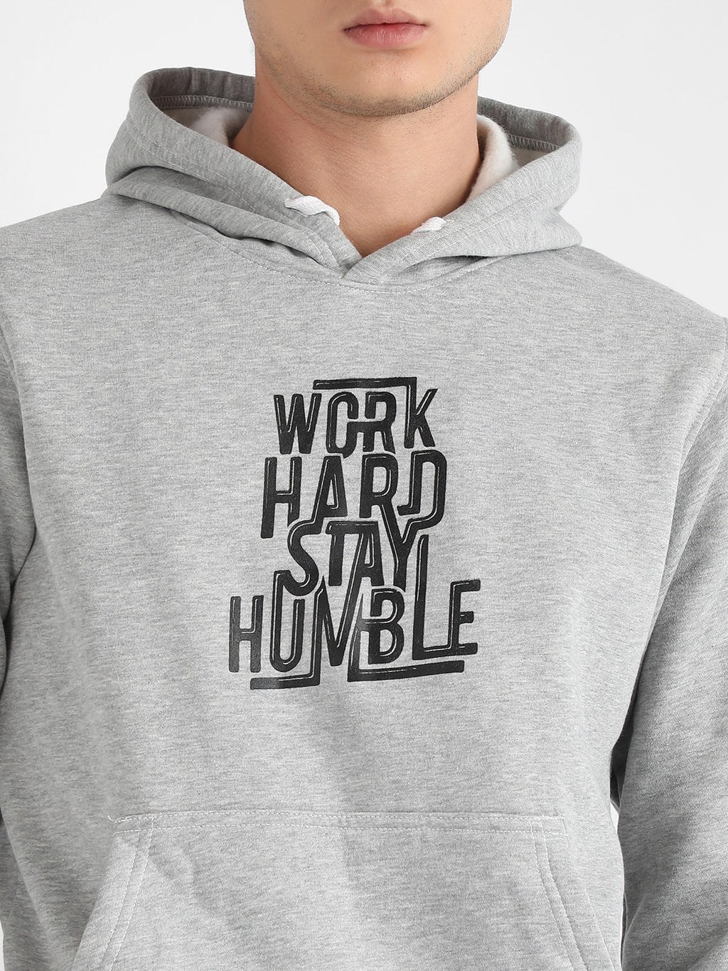 Men's Light Grey Work Hard Stay Humble Hoodie