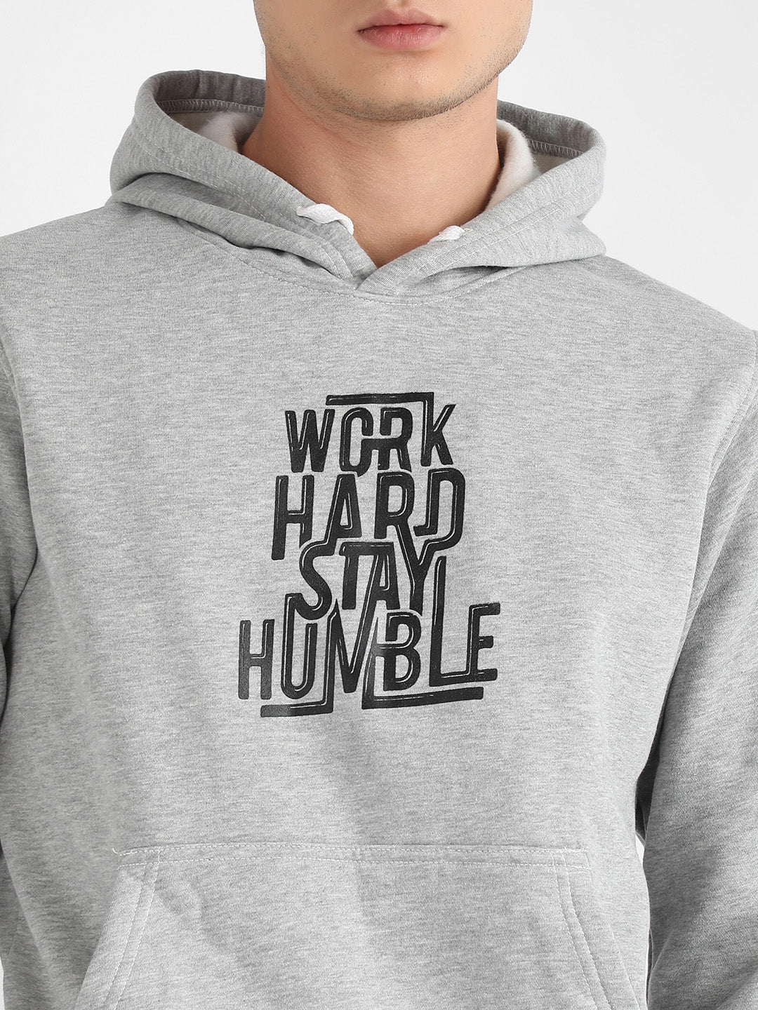 Men's Light Grey Work Hard Stay Humble Hoodie