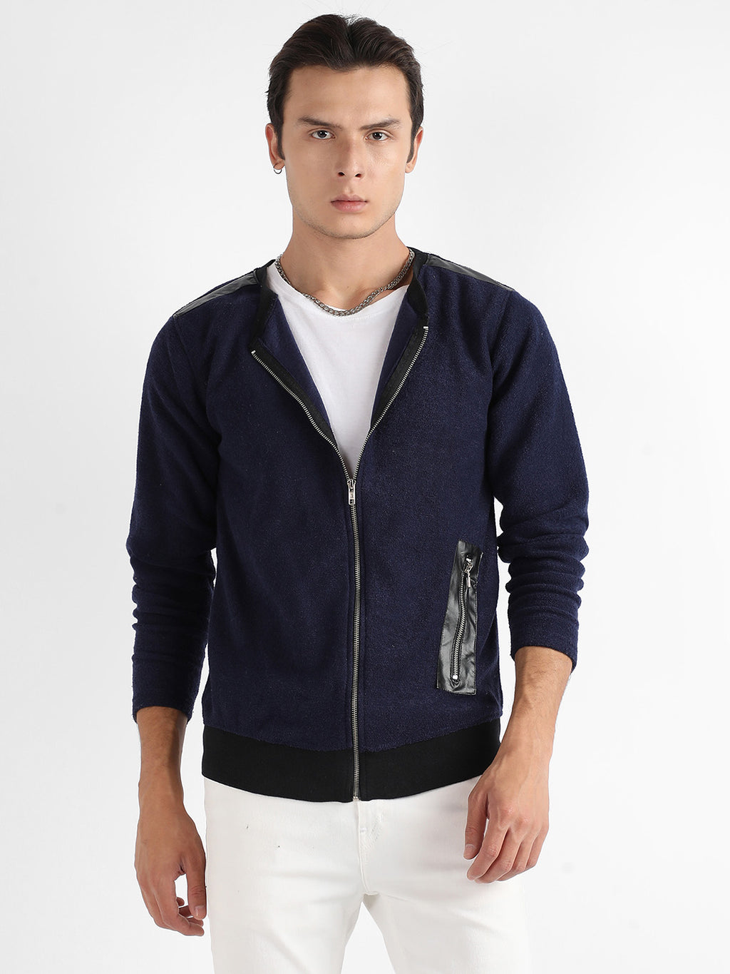 Zip-Front Jacket With Ribbed Hem