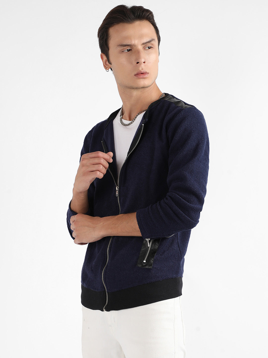 Zip-Front Jacket With Ribbed Hem