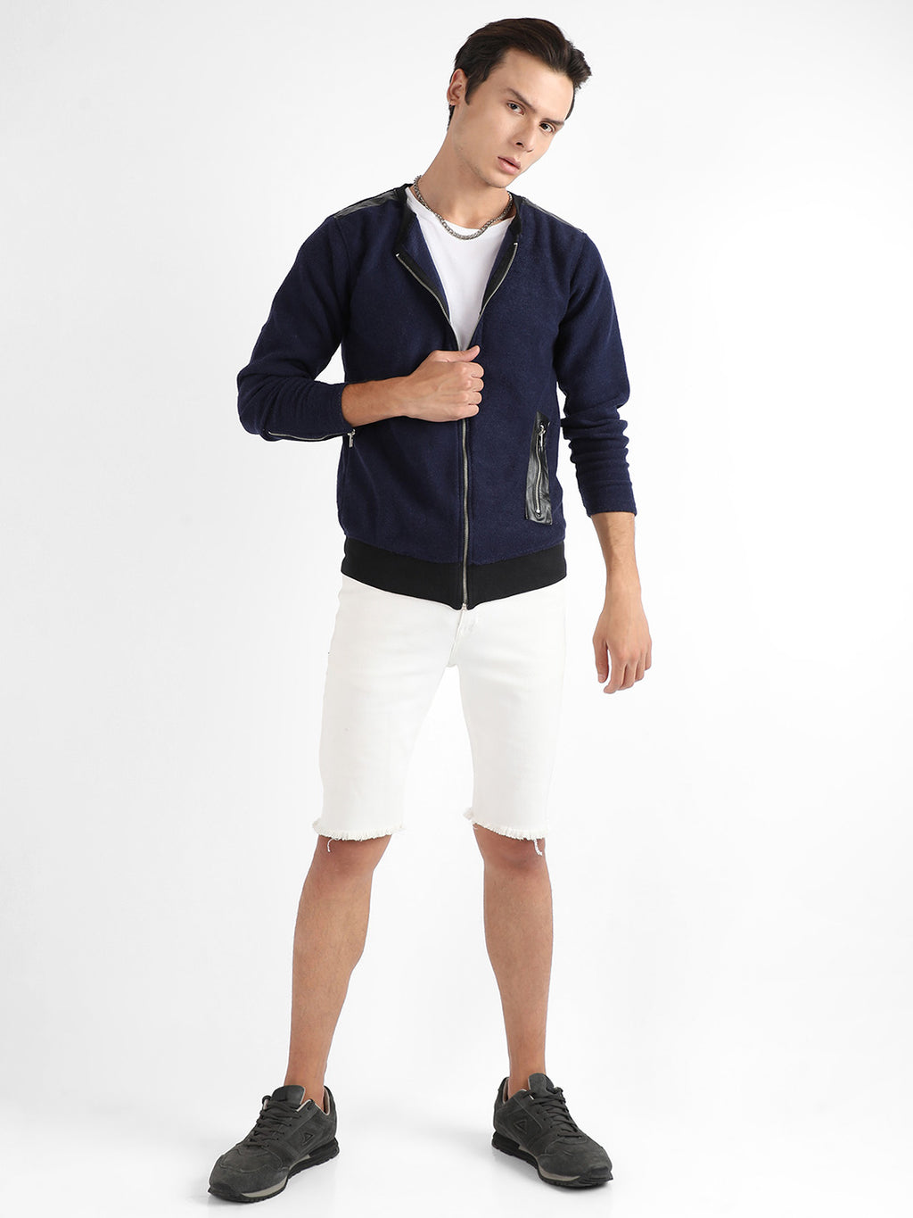 Zip-Front Jacket With Ribbed Hem