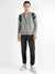 Men's Light Grey Zip-Front Jacket With Contrast Detail
