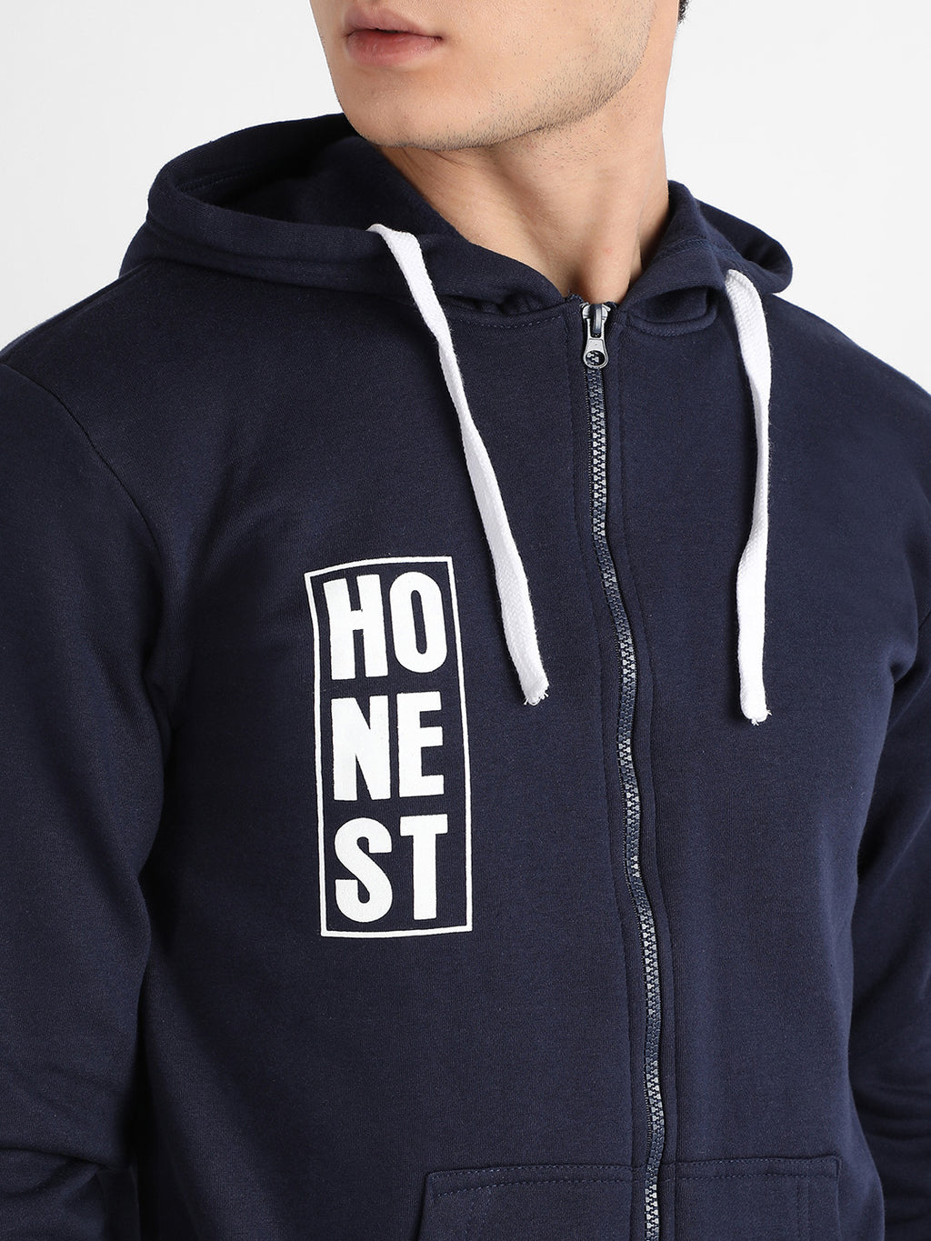Men's Dark Blue Honest Hoodie With Insert Pocket