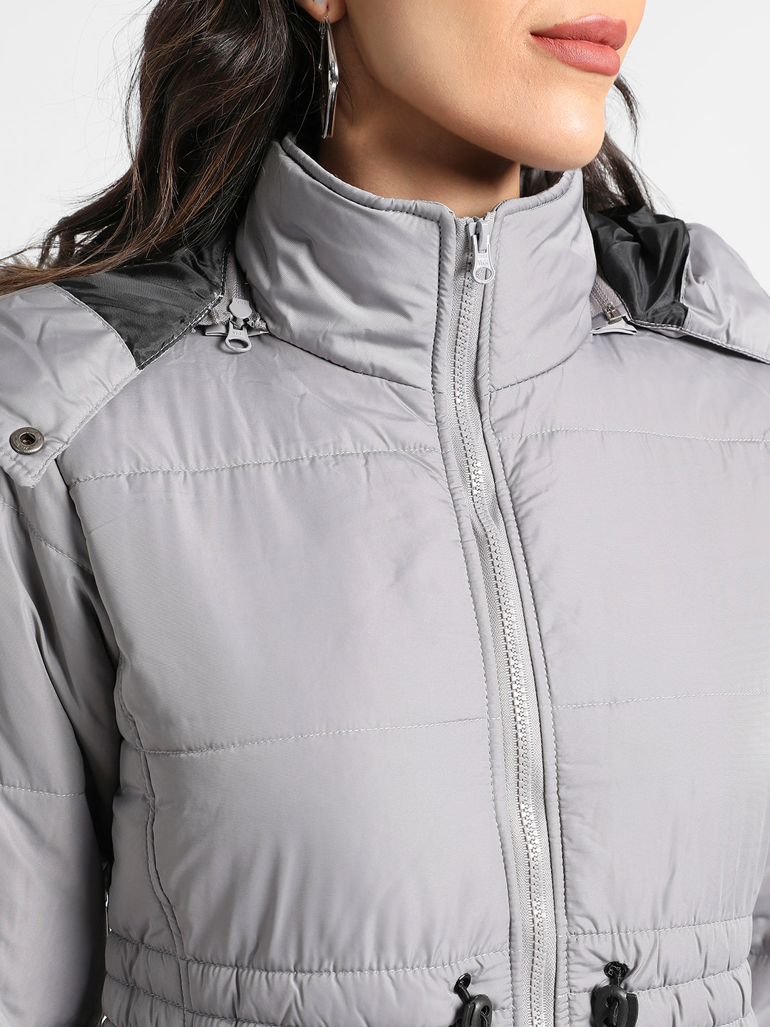 Detachable Hood Puffer Jacket With Fur Details