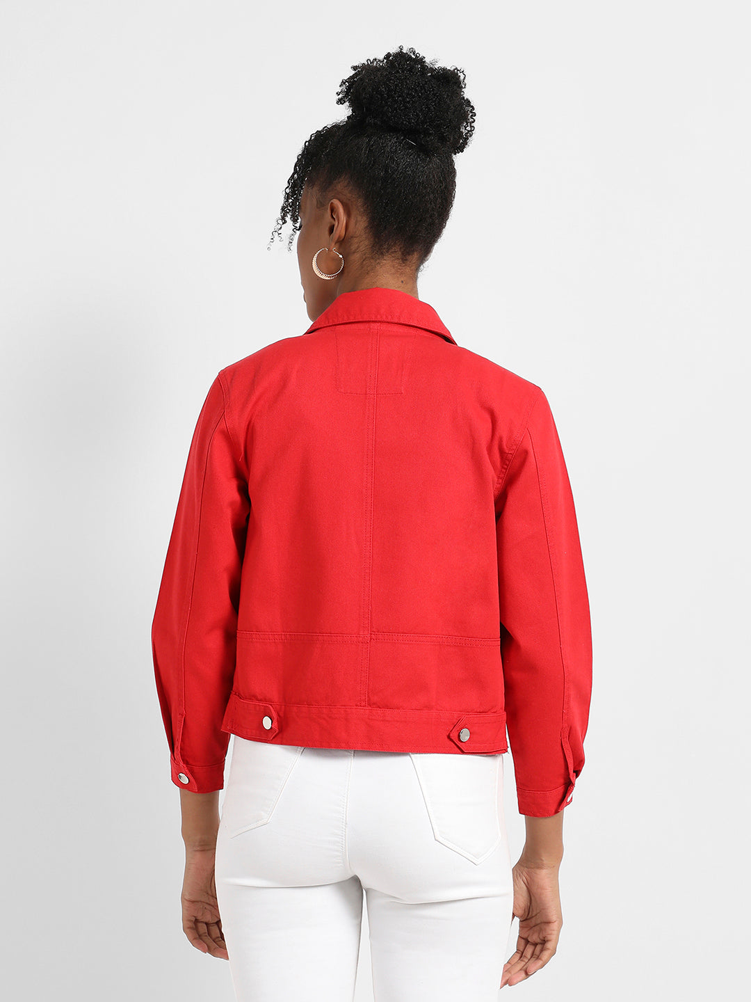 Patch Pocket Denim Jacket With Detachable Hood