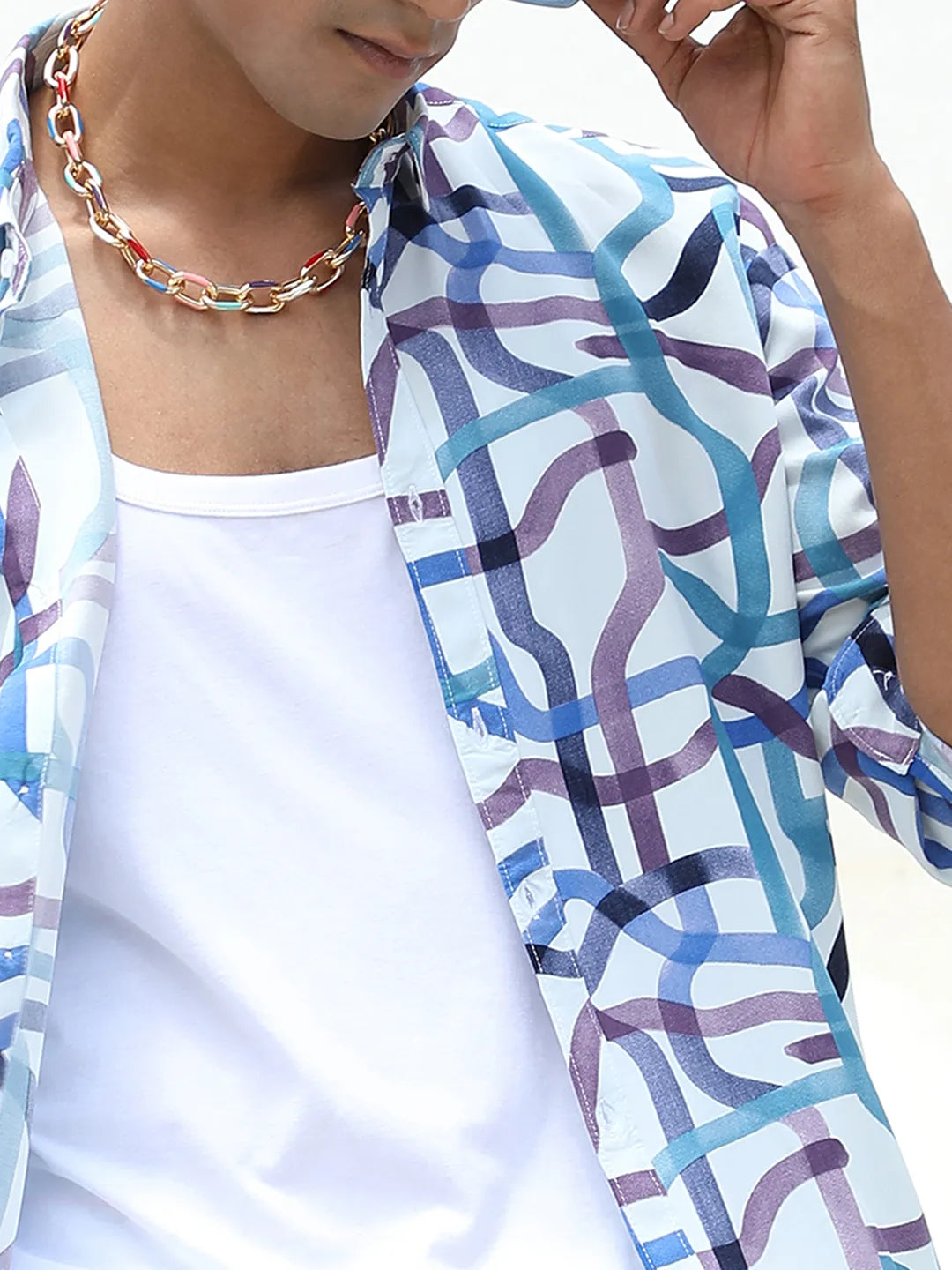 Abstract Print Button Up Shirt