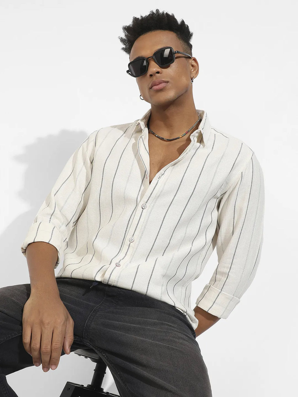 Contrast Pinstriped Shirt