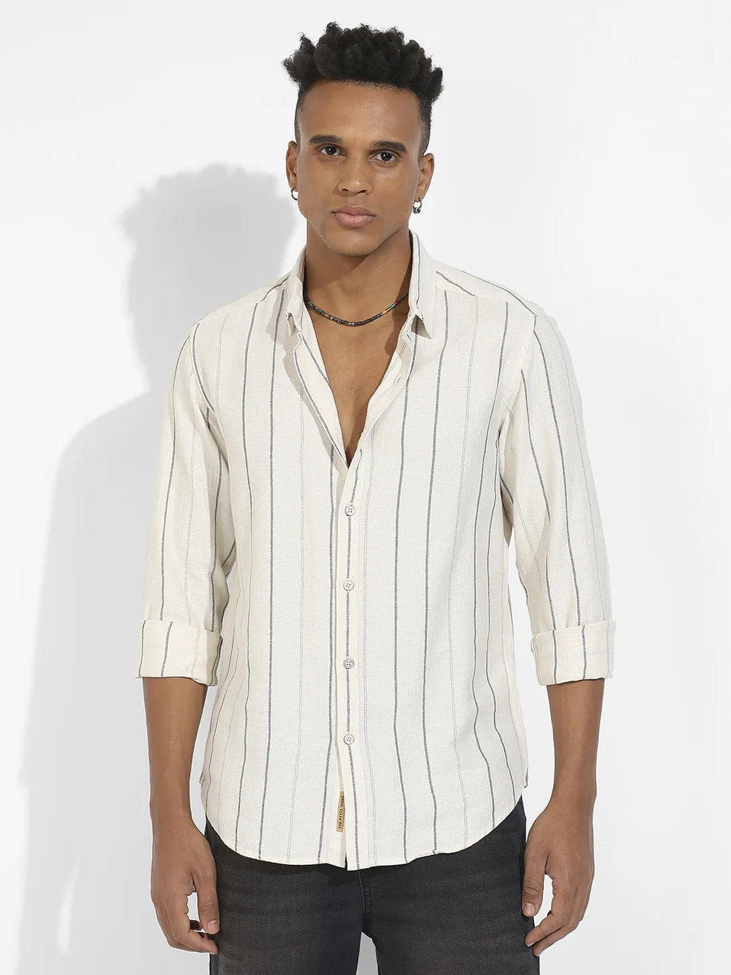 Contrast Pinstriped Shirt