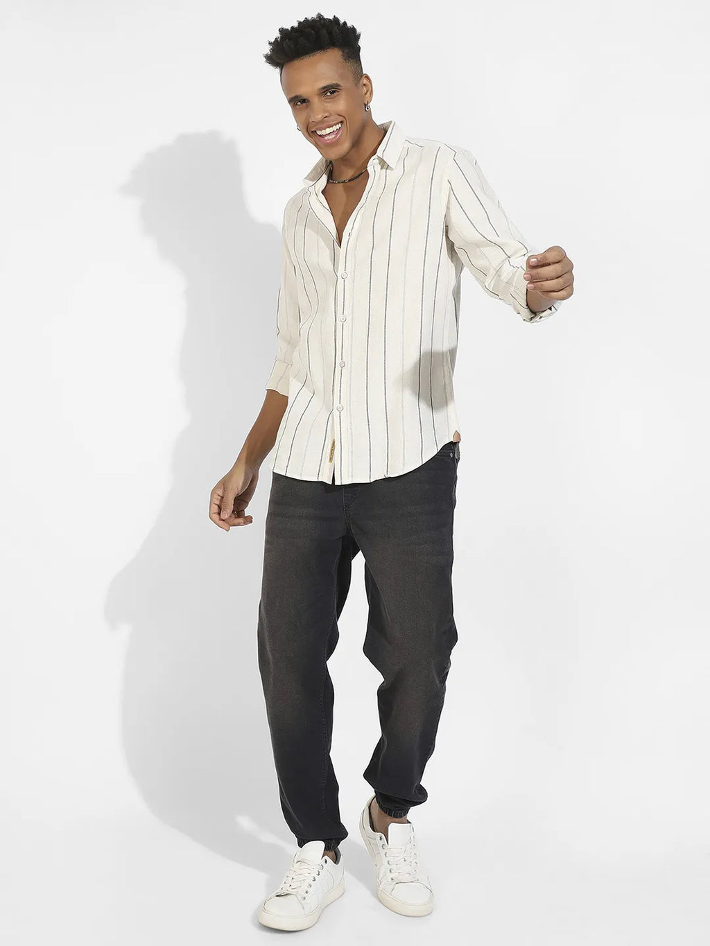 Contrast Pinstriped Shirt