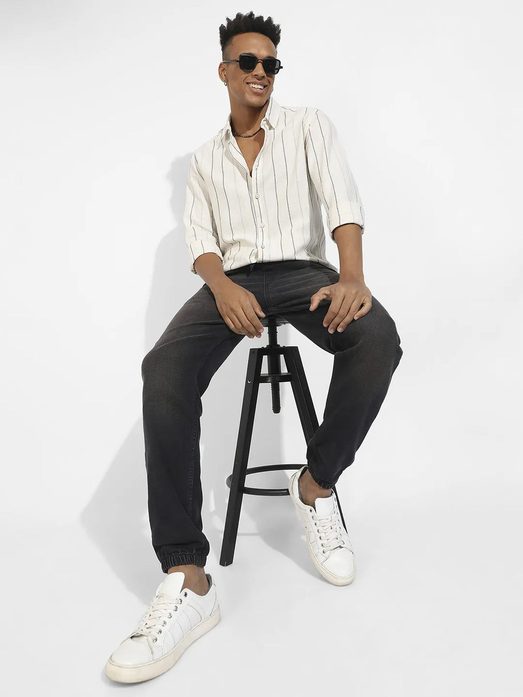 Contrast Pinstriped Shirt