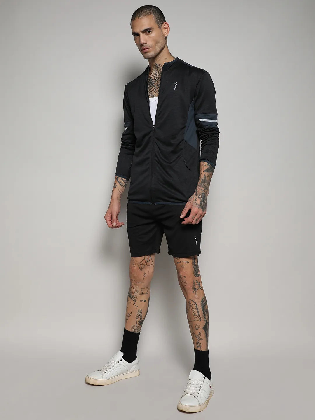 Heathered Activewear Jacket With Contrast Detail