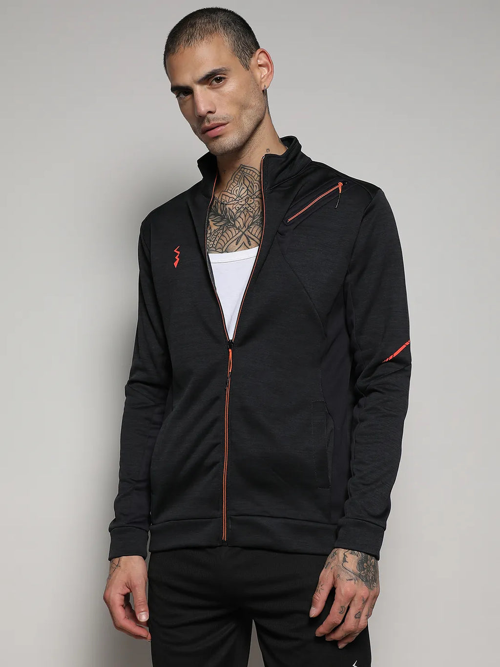 Heathered Activewear Jacket With Reflective Detail