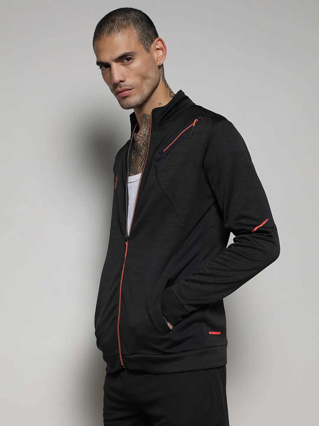 Heathered Activewear Jacket With Reflective Detail