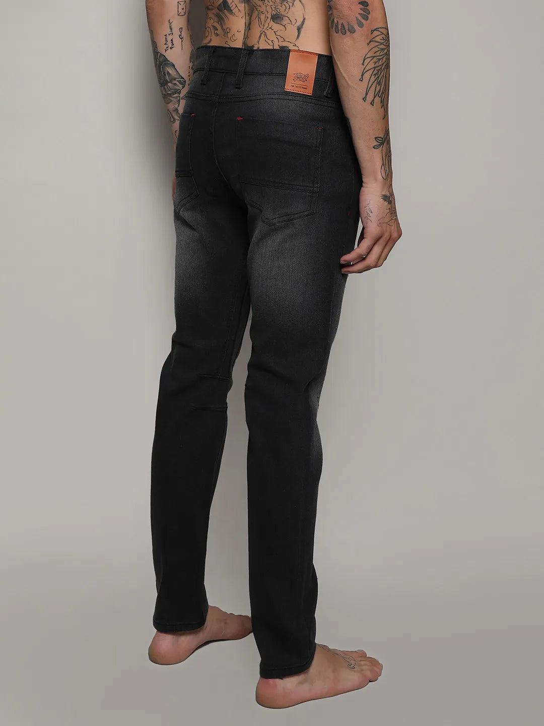 Minimal Side Distressed Denim Jeans