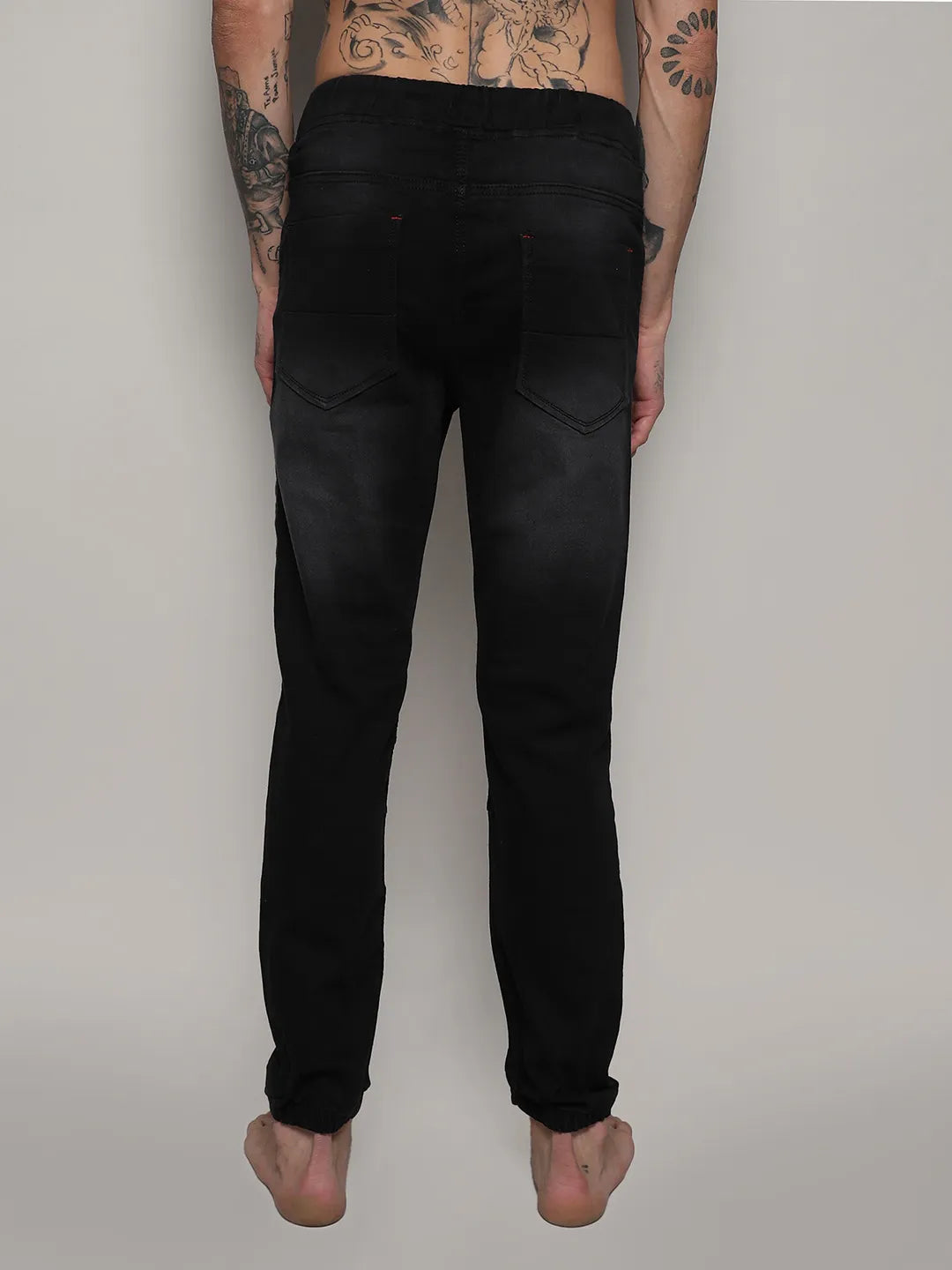 Self-Design Cinched Hem Denim Jeans