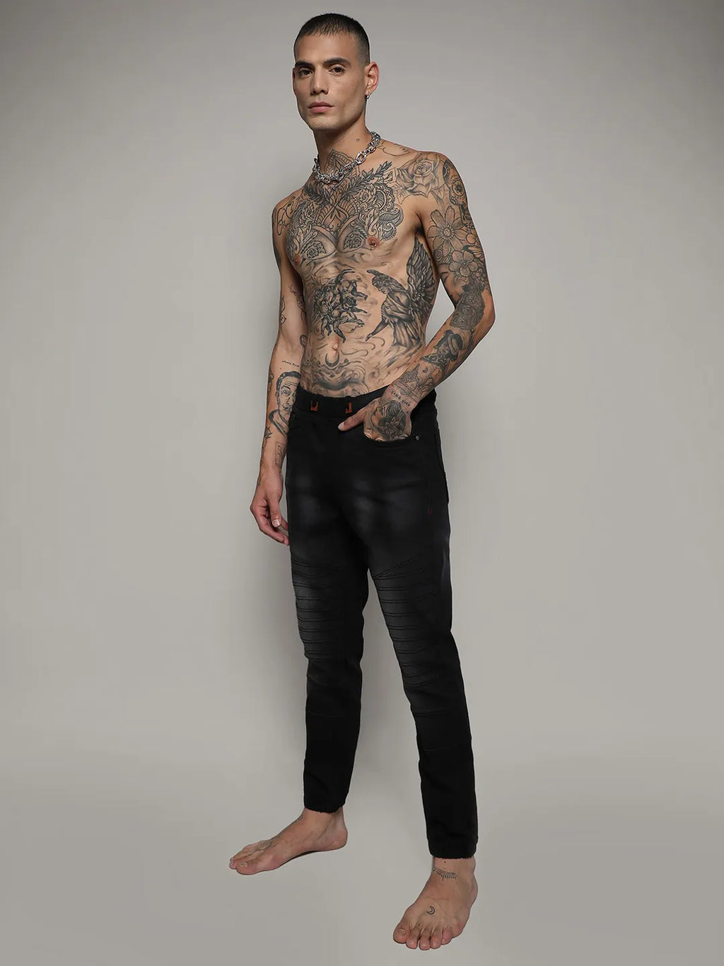 Self-Design Cinched Hem Denim Jeans