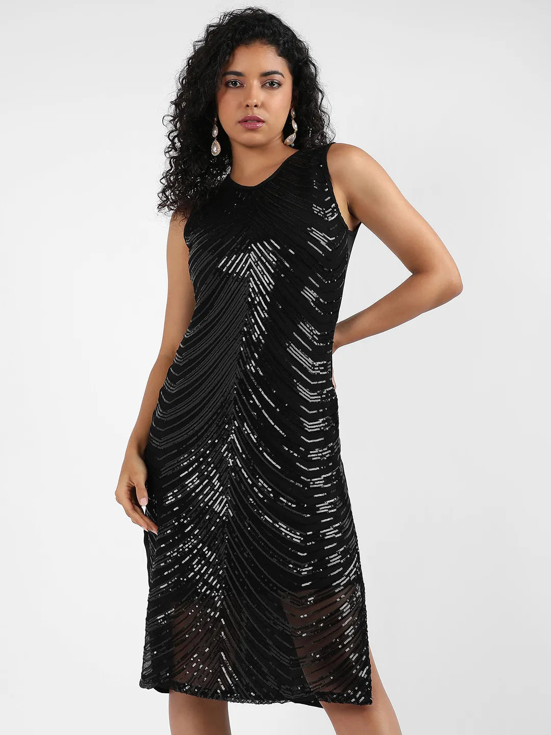 Self-Design Dress With Sequin Detail